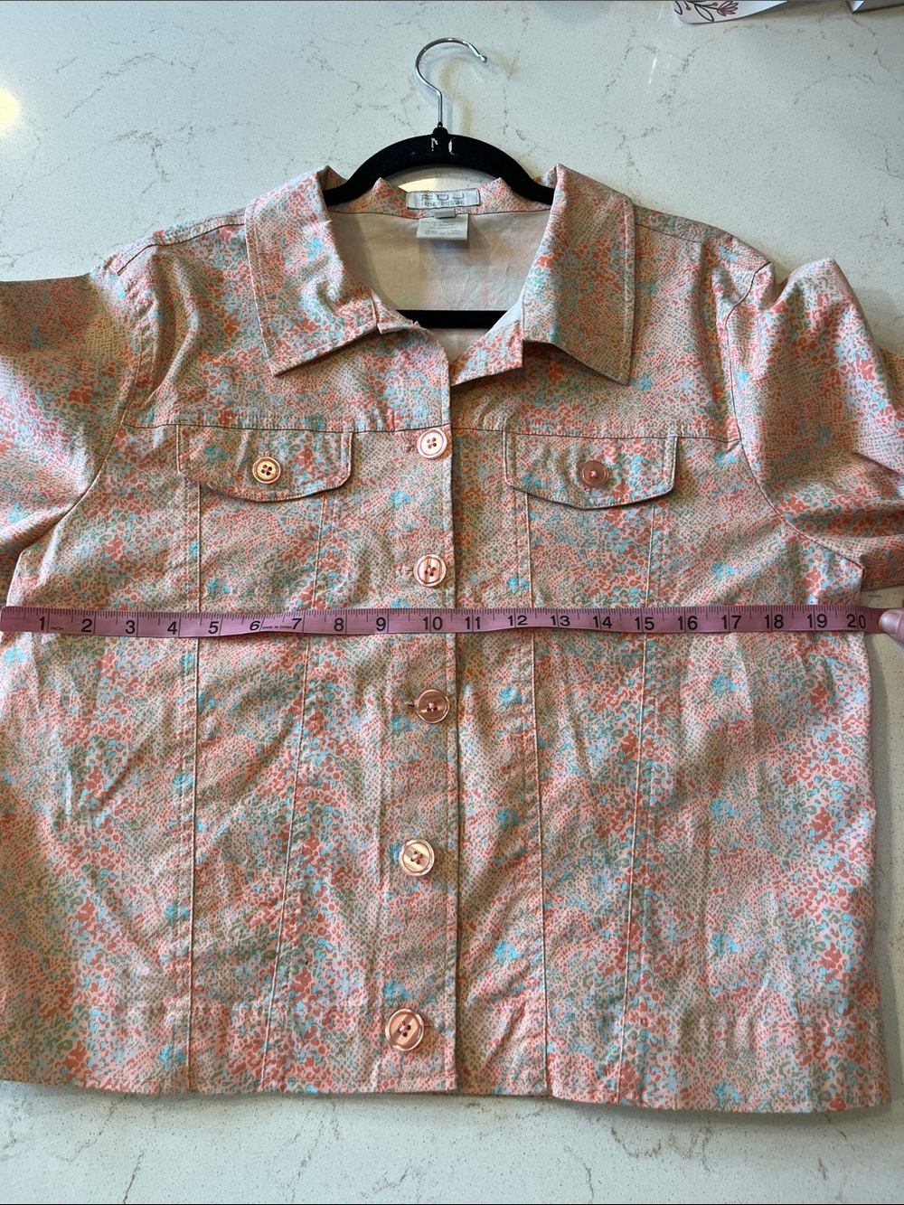 FDJ French Dressing Coral Print Button-Front Jacket - Picture 5 of 7